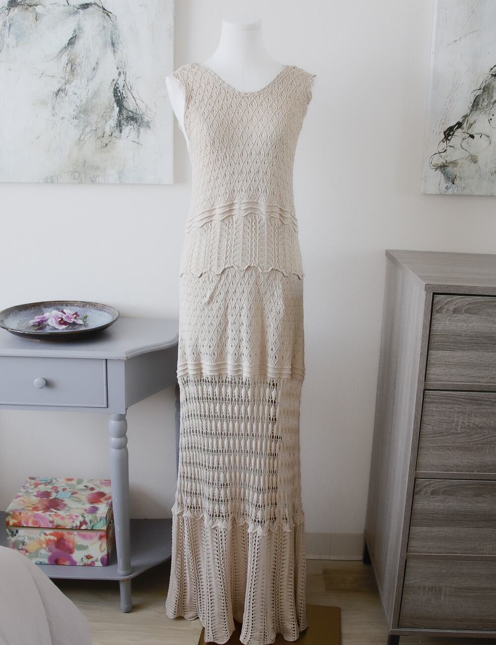 Adam et Rope boho Cotton knit Maxi dress size S/M